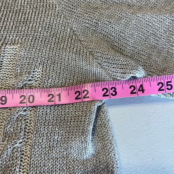 Horveit Natural Style Beige Cotton Linen Knit Long Sleeve Cardigan Sweater L - Picture 6 of 7